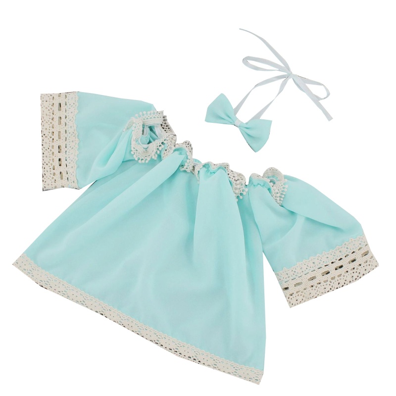 Đầm Áo Liền Quần Viền Ren Thắt Nơ + Băng Đô Làm Phụ Kiện Chụp Ảnh Cho Bé Gái Sơ Sinh