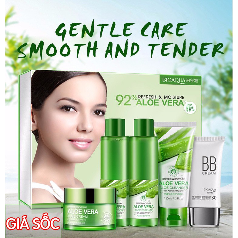 Bộ Chăm Sóc Da Lô Hội 92% BIOAQUA 5 Món