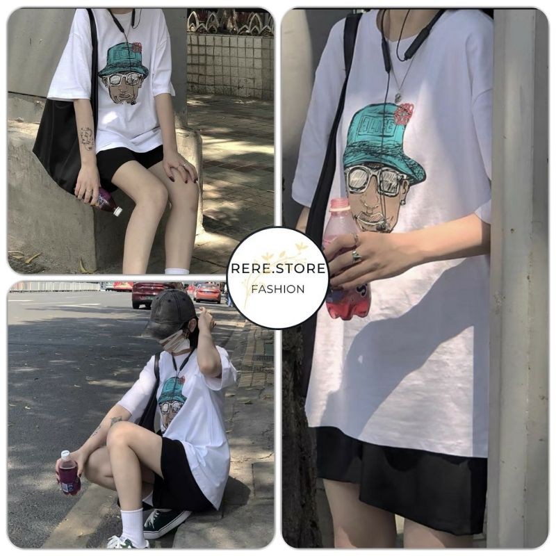 Set Quần Đùi Suông + Áo Thun Alife - Rere.Store [FREESHIP] - Bộ quần sooc ống rộng và áo thun cổ tròn oversize màu trắng