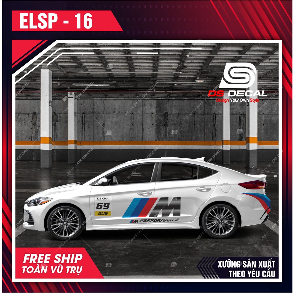 Tem dán xe ô tô Huyndai Elantra - 16, Sticker trang trí xe ô tô, decal dán ô tô PVC chống nước - DSDECAL