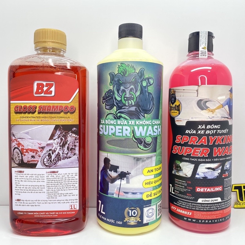 Combo Nước rửa xe bz , nước rửa xe không chạm sprayking, xà bông bọt tuyết sprayking