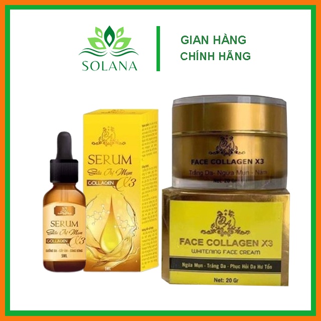 Combo Kem Face Collagen X3 Luxury + Serum Colagen X3 SOLANA
