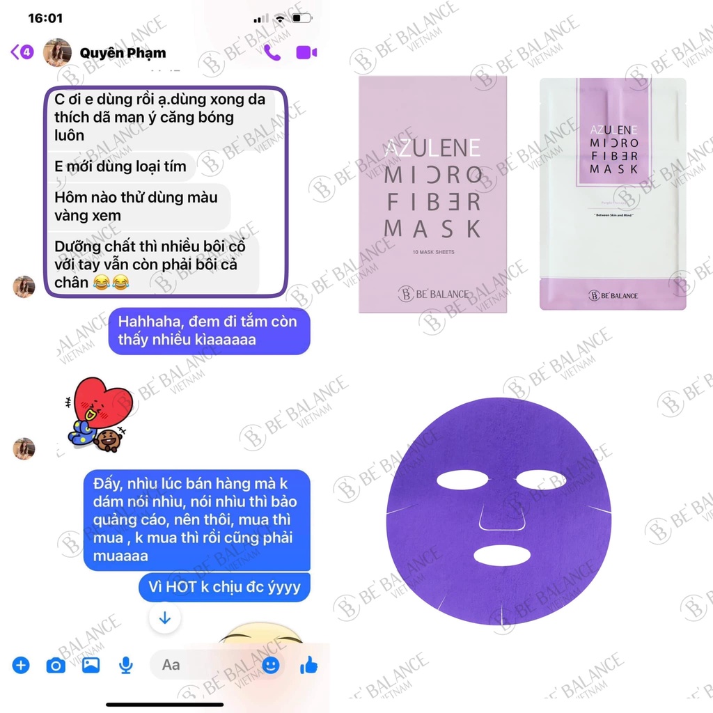 Mặt nạ BEBALANCE Azulene Micro Fiber Mask 1 hộp/10 miếng