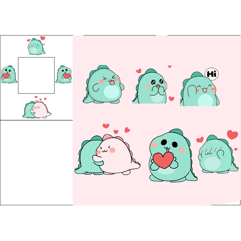sticker khủng long cắt rời size to SCI18 có bao giấy cute dễ thương bullet journal