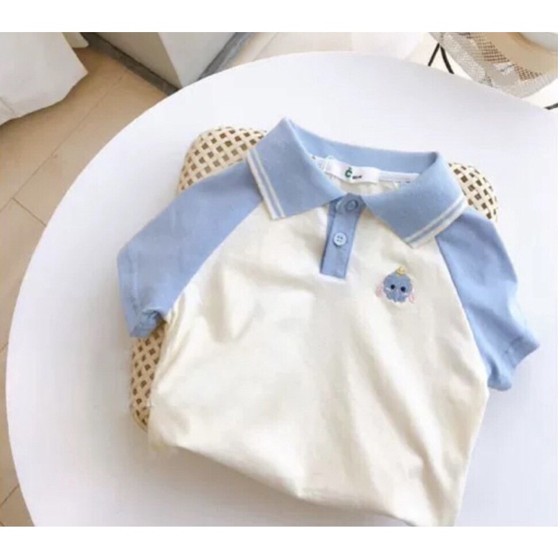 Áo polo bé trai, Áo thun bé trai bé gái cộc tay cổ trụ chất cotton tàu xịn cài cúc ngực