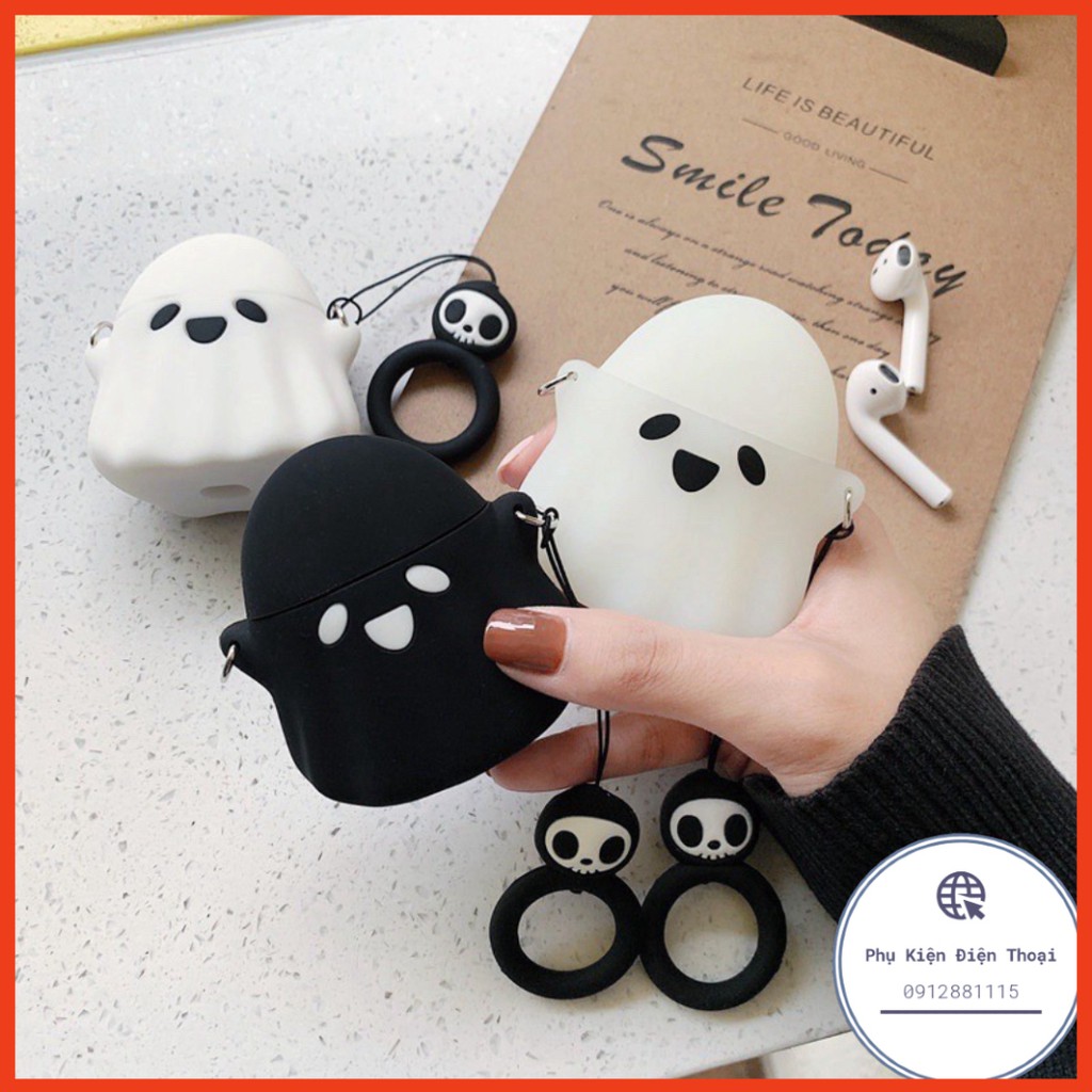 ☘️Tặng kèm móc tay☘️ Case bao airpod silicon 1 2 3 Pro Con Ma - Vỏ bọc đựng tai nghe không dây i11 i12...Airpods Ghost