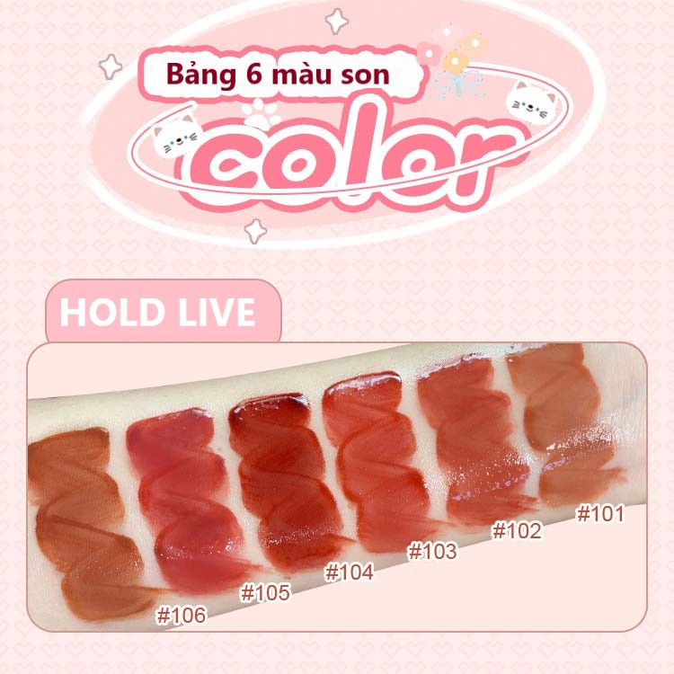 Son kem bóng mèo trắng Hold Live dưỡng ẩm căng mọng môi Permeate Mirro Light Lip Gloss Holdlive HL571 HLIV86