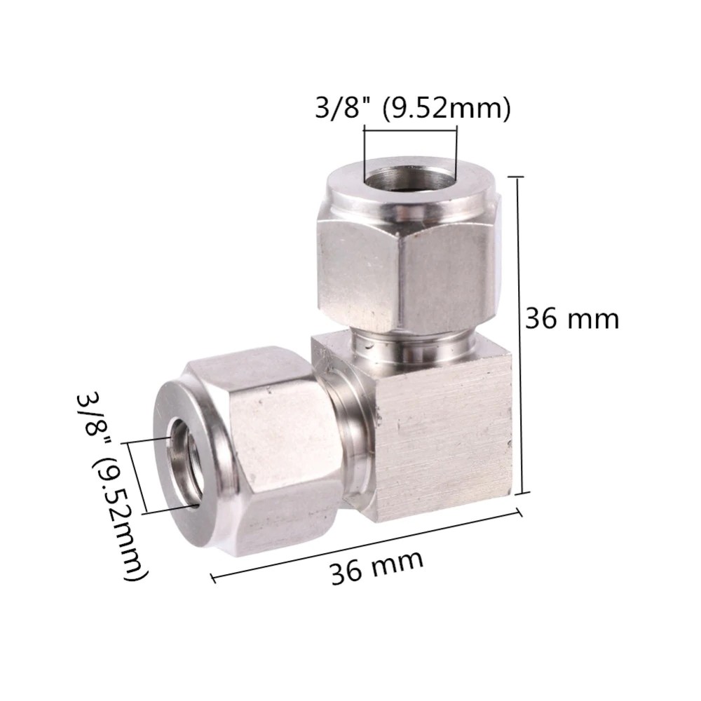Đầu Nối Ống Nước Chữ T 3/8 "Ppipe Fit 9.52mm 3/16" Bằng Thép Không Gỉ