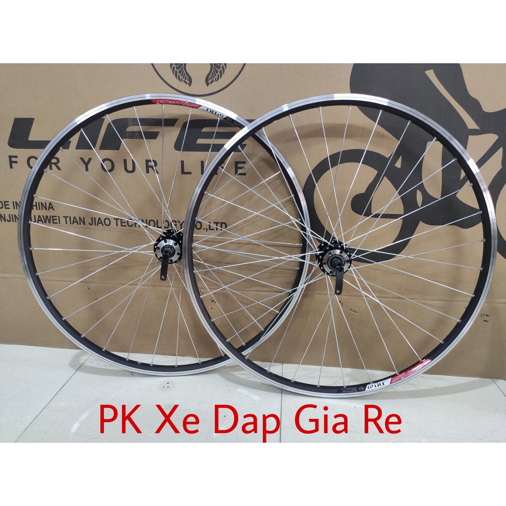 Bộ vành xe đạp bánh 700C, Vành Alexrims cao cấp đan sẵn Moayo bạc đạn, líp vặn, phanh đĩa, phanh U,V - PK Xe Dap Gia Re