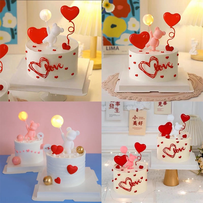 1 Bộ 4 Thẻ Cắm Trang Trí Bánh Kem Hình Trái Tim