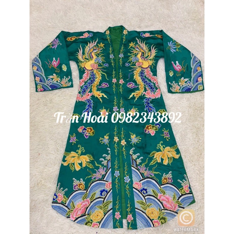 Khăn áo hầu đồng - Áo chúa vải gấm sịn thêu kim sa và chỉ ngũ sắc