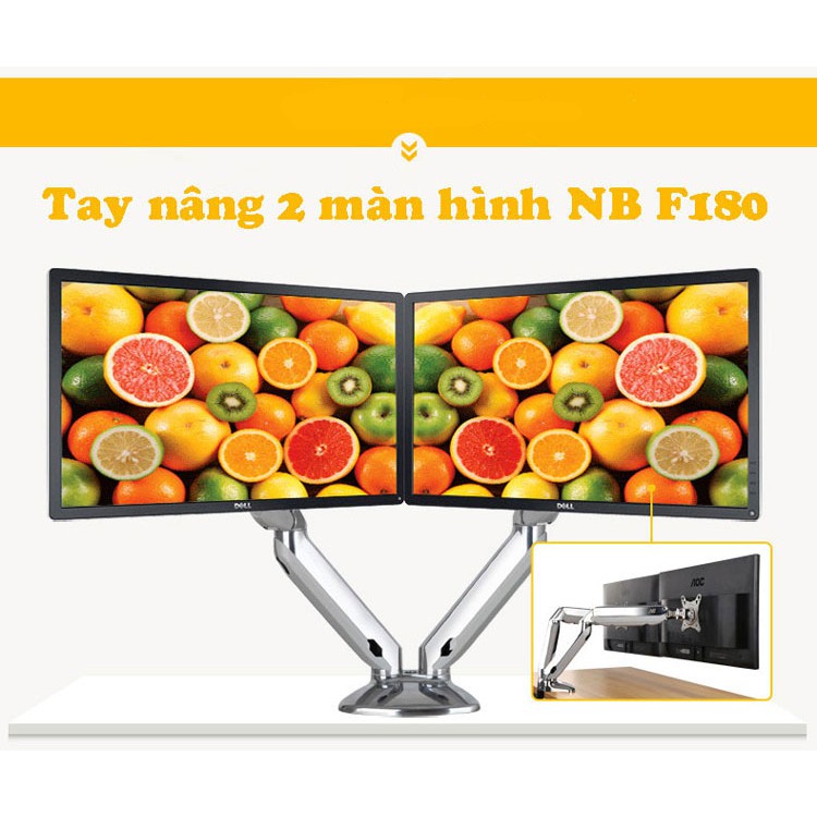 GIÁ TREO 2 MÀN HÌNH MÁY TÍNH GẮN BÀN F180 17″- 32 HÀNG NHẠP KHẨU NB- BH 12T | BigBuy360 - bigbuy360.vn