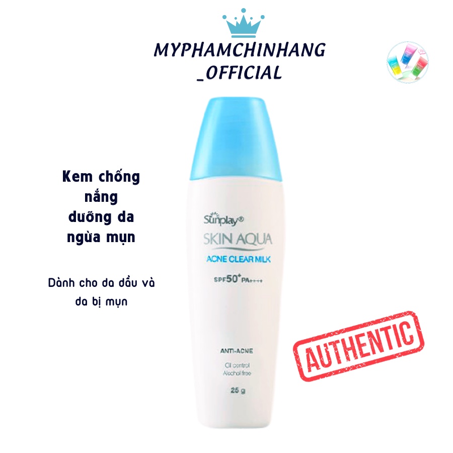 Kem chống nắng dưỡng da ngừa mụn Sunplay Skin Aqua Acne Clear Milk SPF50+, PA++++