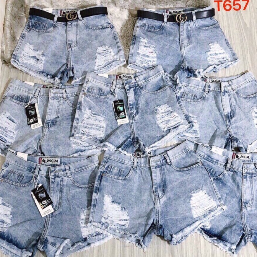 quần short jean nữ RÁCH 2 BÊN 546.009