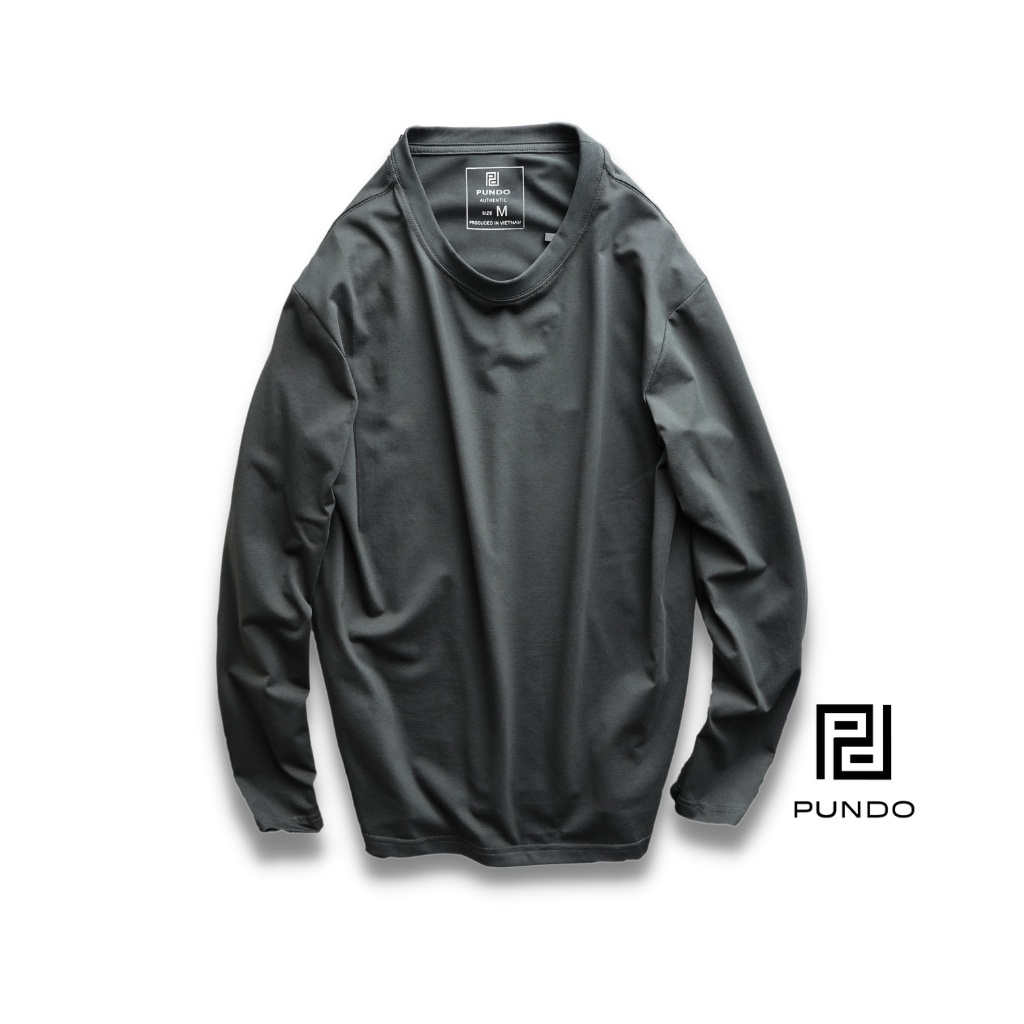 Áo thun nam tay dài cao cấp hàn quốc phông trơn vải cotton PUNDO ATPD25