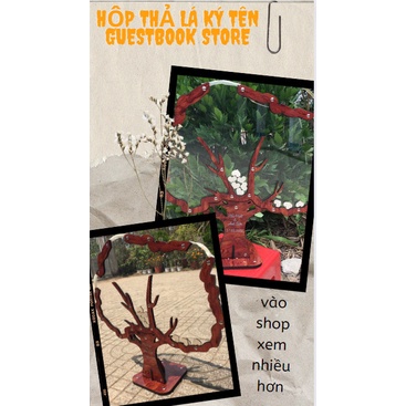 Hộp Thả Tim Gỗ Mẫu Cây Thả Chiếc Lá Ký Tên Size 60Cm| Thao Wedding Guestbook