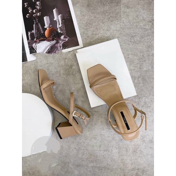 A89: Sandal quai mảnh gót vuông 7cm