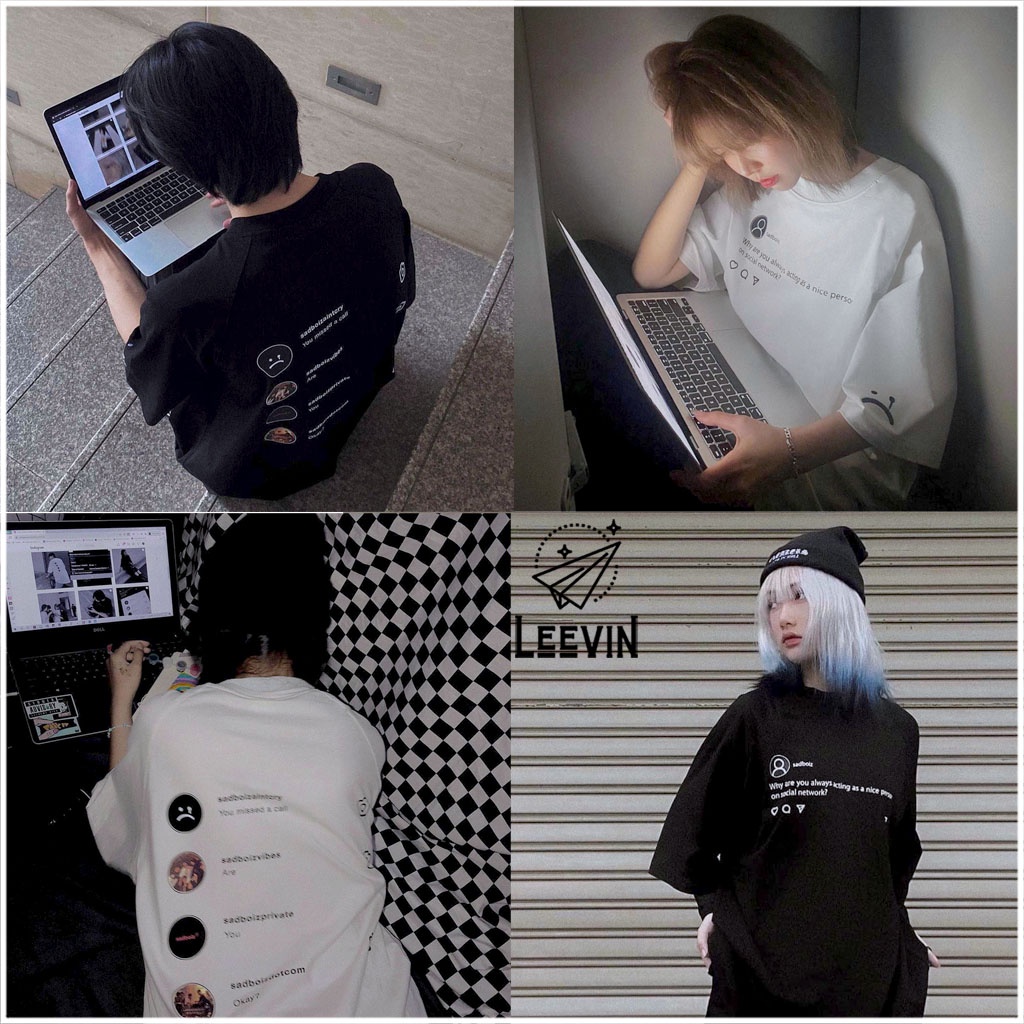 Áo Thun SADBOIZ SADTAGRAM Form Rộng Unisex - Kiểu áo phông sad boiz tay lỡ Tee Local Brand Leevin Store