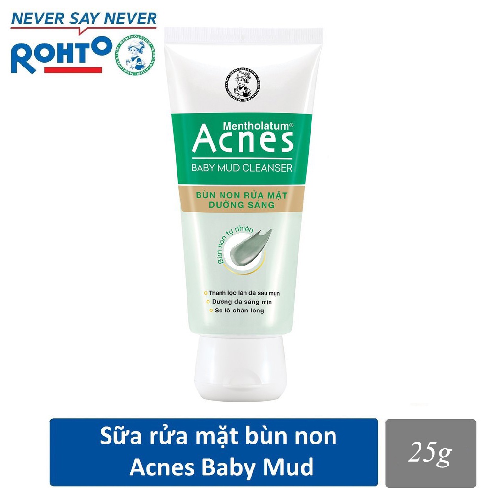 Sữa rửa mặt Acnes Baby Mud thanh lọc làn da sau mụn, dưỡng sáng mịn và se khít lỗ chân lông 25g