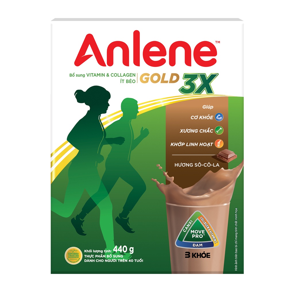 Combo 2 hộp Sữa bột Anlene Gold Movepro Hộp chocolate + Vani (440g/hộp)