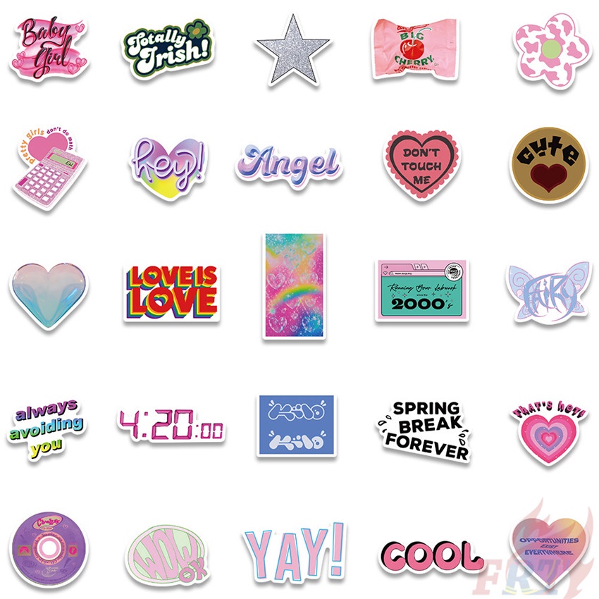Bộ 100 Cái ❉ Sticker Dán Trang Trí Màu Hồng Xinh Xắn Đáng Yêu ❉ Sticker Dán Tường Chống Thấm Nước Họa Tiết Doodle Hợp Thời Trang