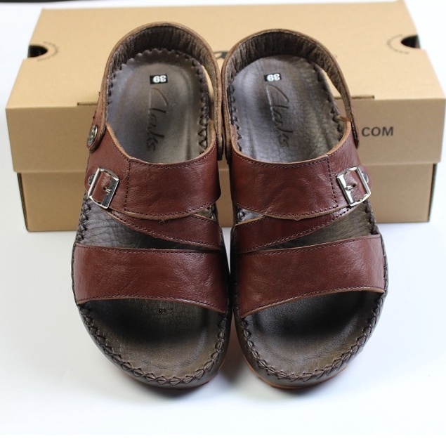 Dép Sandal CLarks Quai Ngang Nam Da Bò Thật .Sandal 2 Quai ( LKSD2Q)
