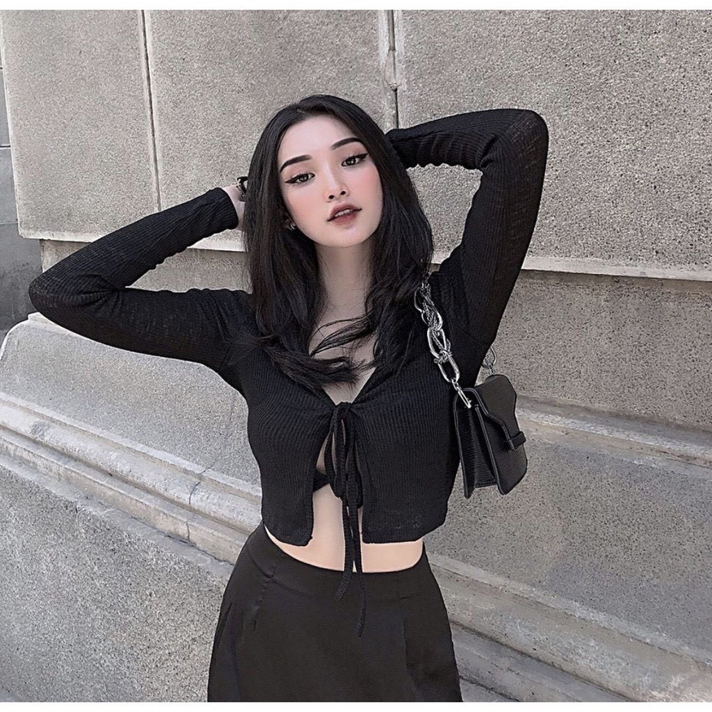 { SALE GIÁ SỐC} ÁO KHOÁC CỘT DÂY CROPTOP TAY DÀI ❤️❤️❤️❤️ SIÊU XINH-MẪU HOT