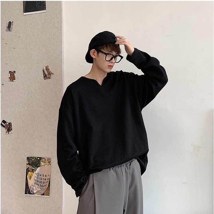 ÁO DÀI TAY CỔ V FORM RỘNG, VẢI COTTON MỀM MỊN, MẪU ĐƠN GIẢN PHÙ HỢP CẢ NAM VÀ NỮ