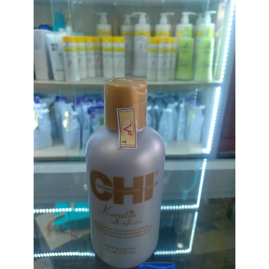 TINH CHẤT DƯỠNG BÓNG CHI KERATIN SILK INFUSION 177ML chính hãng