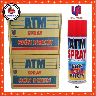   Hỏa Tốc  Thùng 12 Chai Sơn Phun Màu Đỏ A211 ATM Spray Cao Cấp  400ml chai  - Cửa hàng Điện nước Minh Lý 