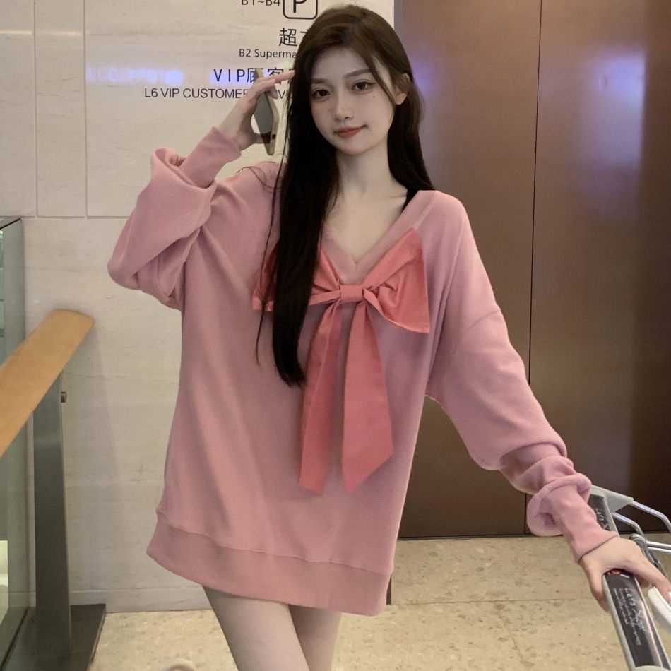 Áo thun nữ tay dài cổ chữ v thời trang quyến rũ