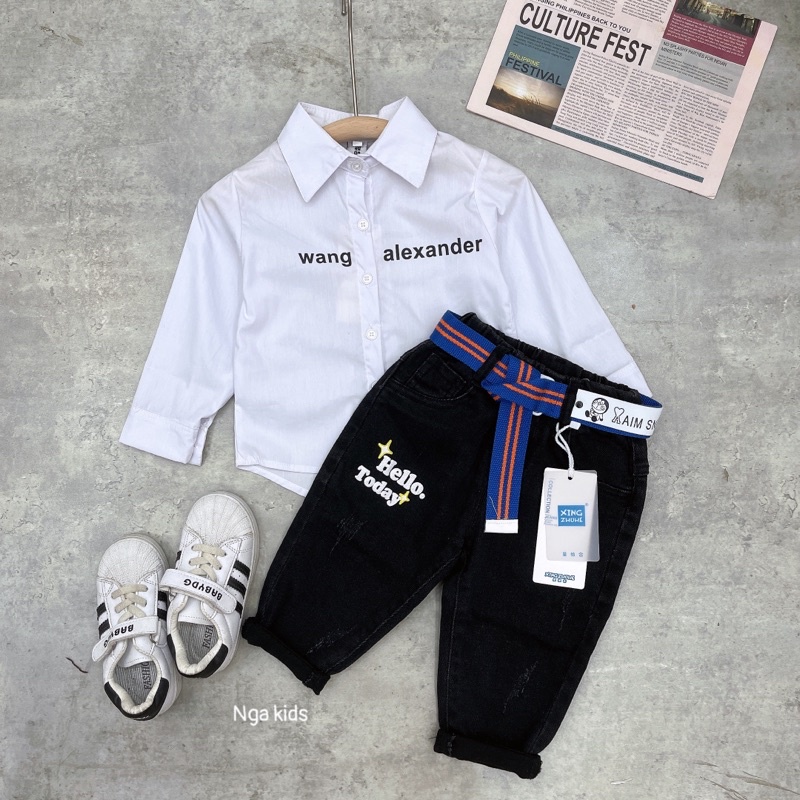 Áo sơ mi trắng sành điệu cho bé trai