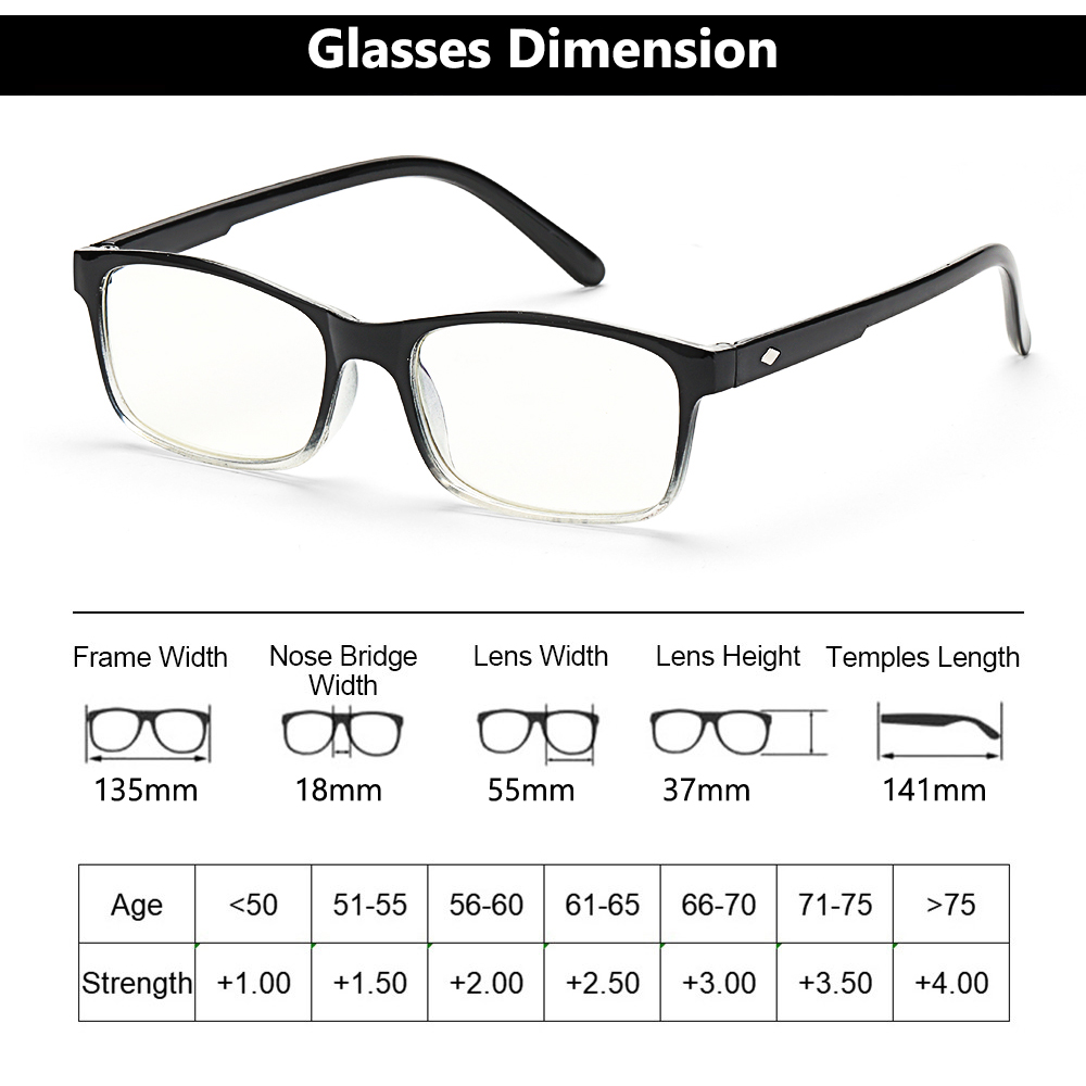 Kính Đọc Sách +1.0~4.0 Siêu Nhẹ Chống Cận Thị Màu Sắc Gradient Thời Trang