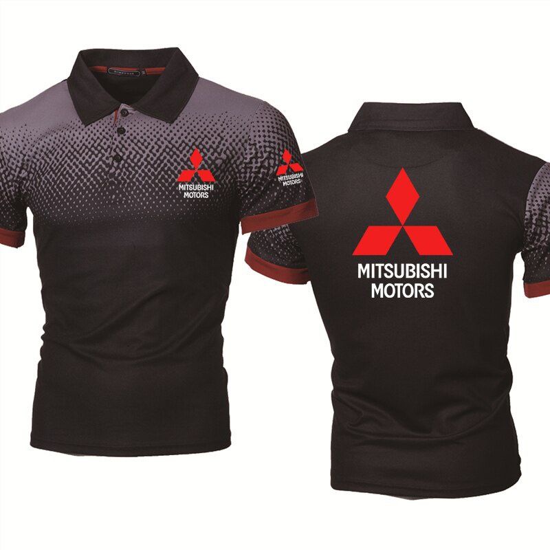 Áo polo Tay Ngắn Cổ Tròn In Logo Xe Hơi Mitsubishi Màu Gradient Thời Trang Mùa Hè Cho Nam
