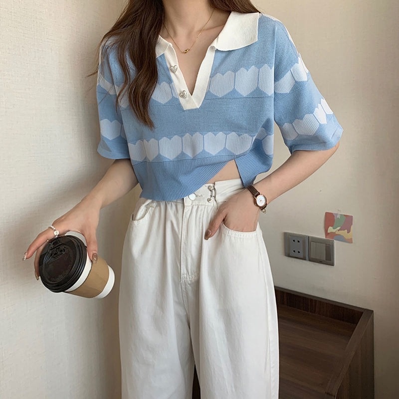 Áo Sơ Mi Ngắn Tay Cổ Polo Dáng Rộng Thiết Kế Thời Trang Mùa Hè Mới Cho Nữ