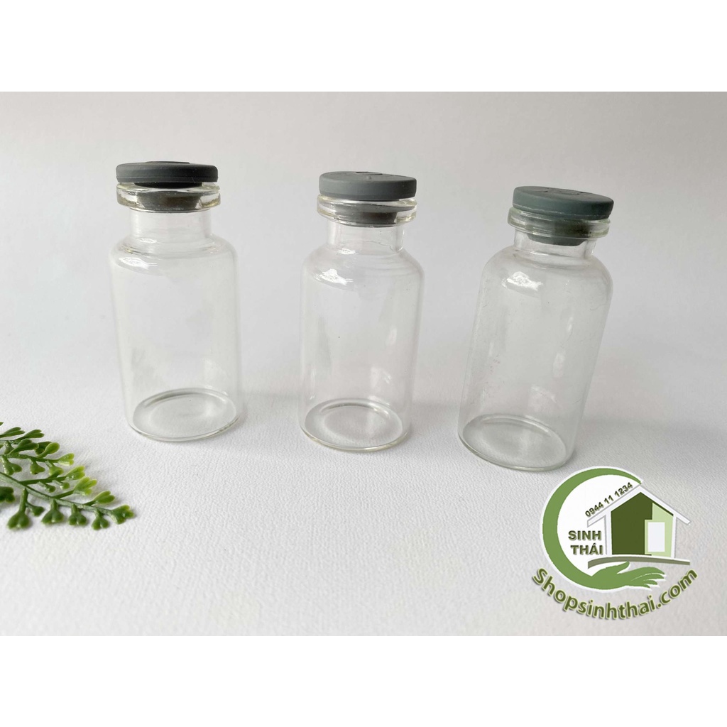 Lọ thủy tinh nắp cao su xám, hũ lớn 5.5cm x 2.5cm, chai hũ thủy tinh đựng chất lỏng, tinh dầu, kim tuyến, mỹ phẩm, cườm