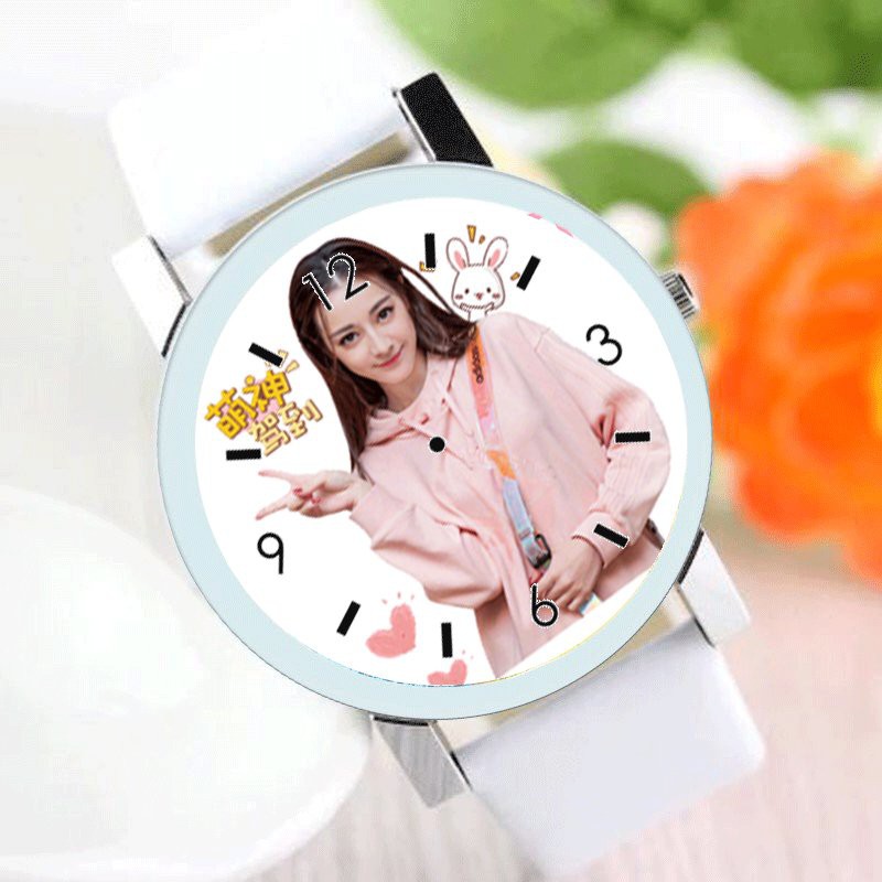 Đồng hồ đeo tay nam nữ in hình ĐỊCH LỆ NHIỆT BA idol diễn viễn hoa ngữ tiện lợi thời trang