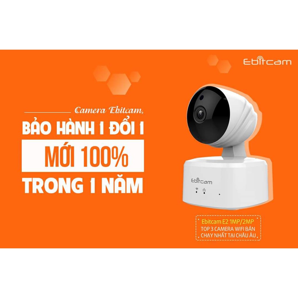 Camera ip wifi không dây Ebitcam E2 HD720P-1080P chính hãng -Tăng khả năng lưu trữ gấp 5 lần camera thô