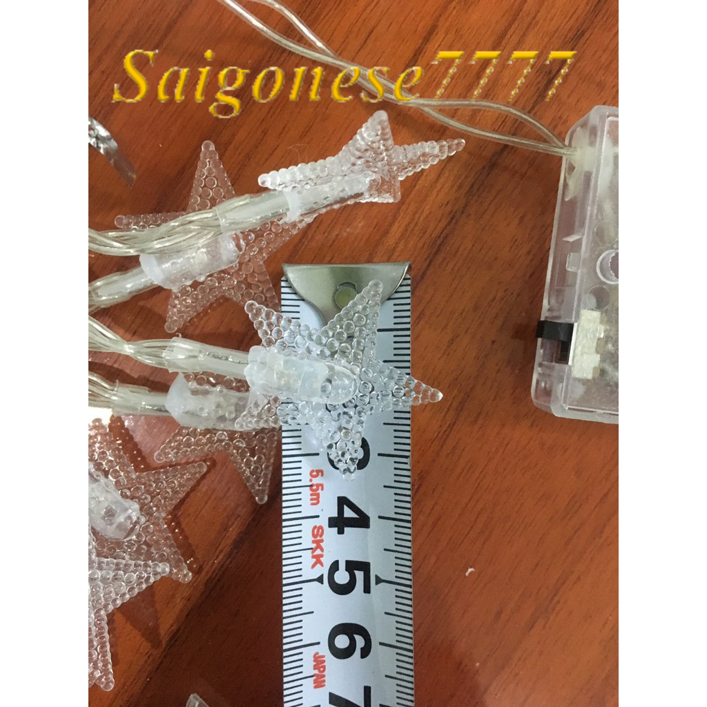 Đèn Led Xài Pin AA- Dài 6M 40 Bóng Đèn Ngôi Sao May Mắn Chớp Nháy Trang Trí Tiệc Noel Lễ Tết Phòng Ngủ Giá Rẻ