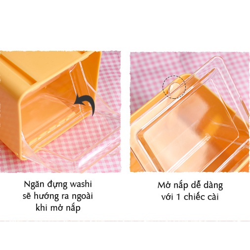 Hộp nhựa đựng washi tape, sticker, trang sức phụ kiện decor bàn học C05
