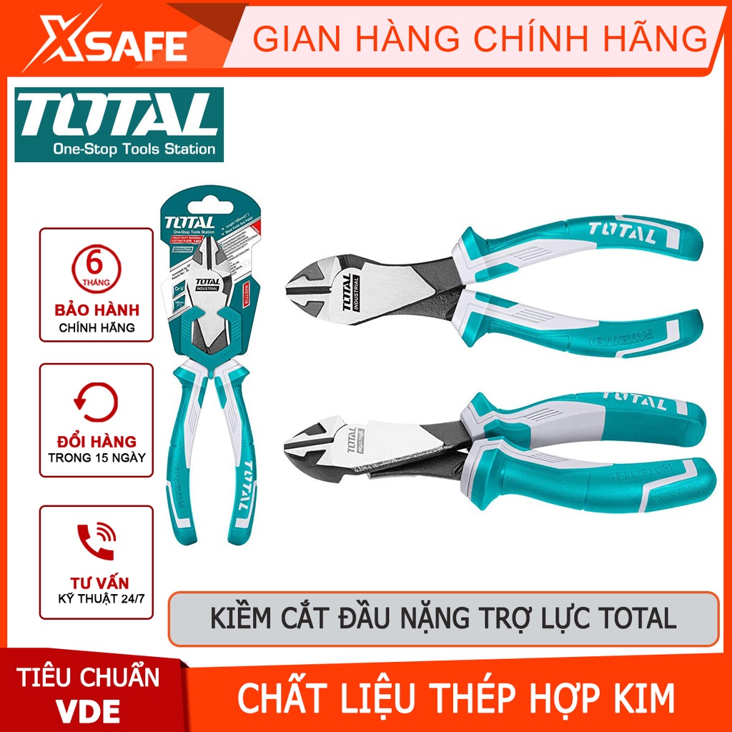 Kềm cắt đầu nặng TOTAL THT1776P kìm cắt Size 7&quot;/ 180mm, Đầu kềm cắt được đánh bóng và chống gỉ, Tay cầm hai màu cắt