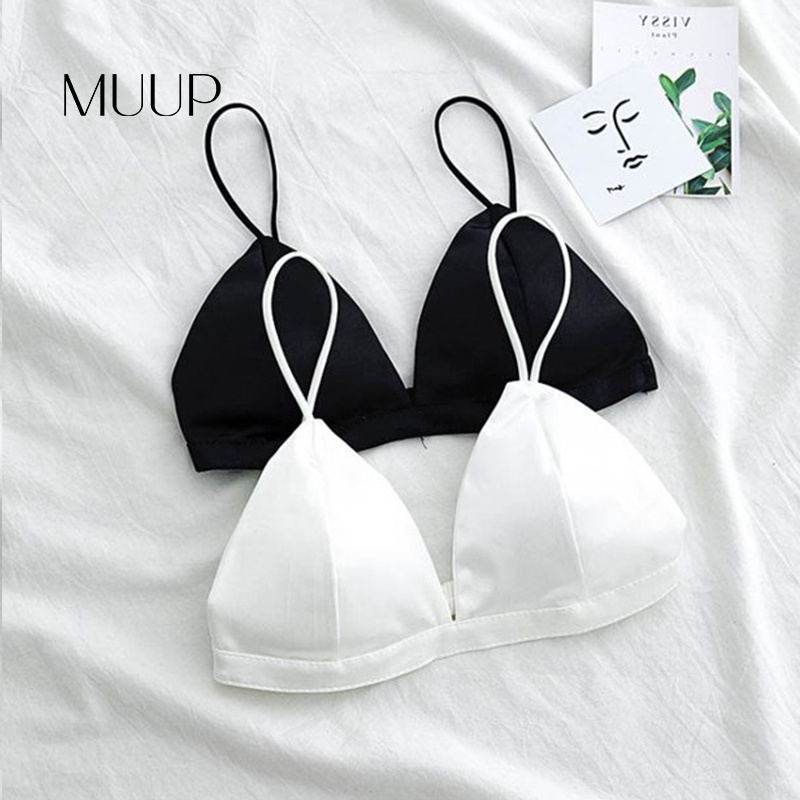 Áo lót nữ - Áo Bralette MUUP lụa cao cấp cúp tam giác đệm mỏng trơn - MB004
