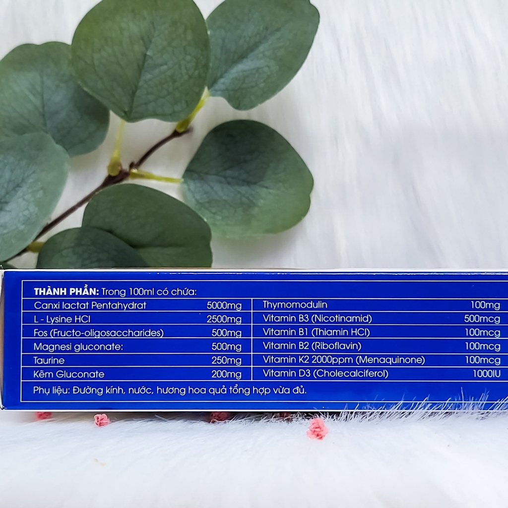 Siro bổ sung Canxi K2 D3 phát triển chiều cao và xương chắc khoẻ cho bé Sadipha Calcicool Siro hộp 20 ống