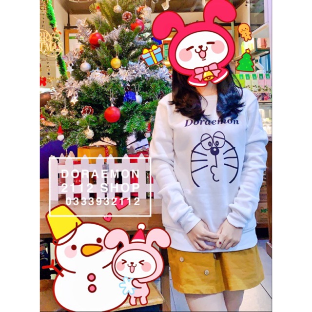 Áo sweater nam nữ Doraemon vải siêu mịn