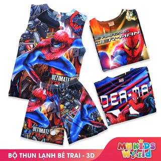 Bộ sát nách thun lạnh Quảng Châu in 3D size đại cho bé 20-40kg mẫu hoạt hình người nhện