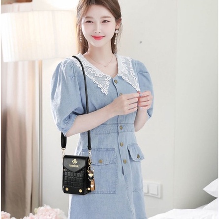 Túi đeo chéo mini hình vuông đựng điện thoại di động phong cách Hàn Quốc cho nữ
