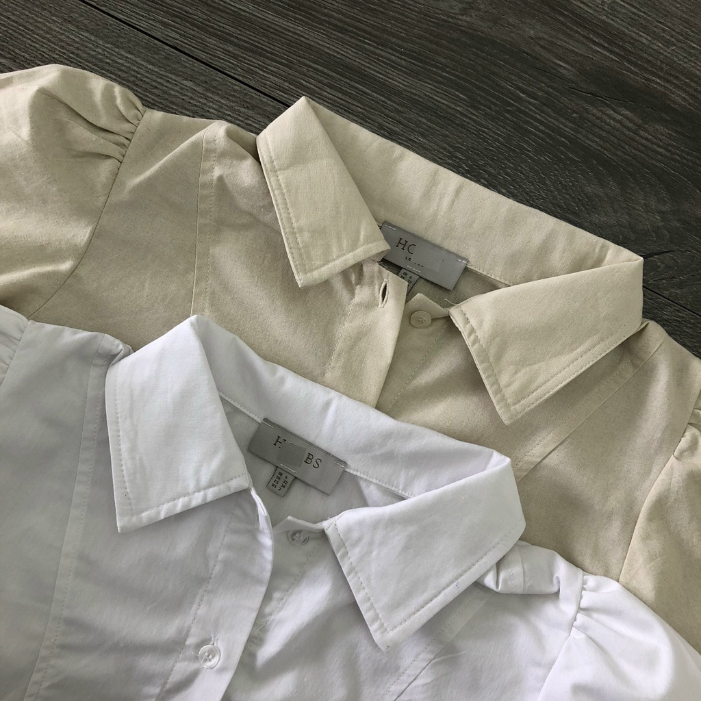 Áo croptop sơ mi nữ rút eo