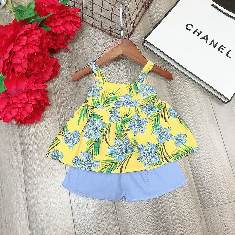 Bộ boil đũi 2 dây  ngày hè cho bé gái - BBD2D