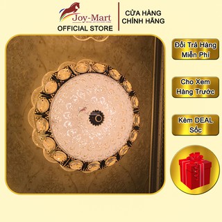 Đèn mâm ốp trần JoyMart trang trí pha lê gắn trần phòng ngủ và phòng khách hiện đại, bóng đèn led 3 màu sáng MOP107-300