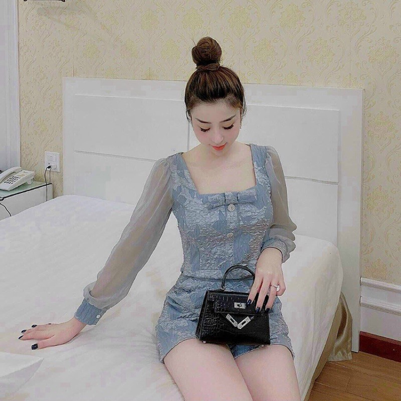set bộ short thời trang gấm hoa áo kèm quần short